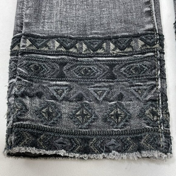 Driftwood Jackie Skinny Cropped Jeans Women Size 26 Embroidered Retro Boho Faded - Picture 5 of 12